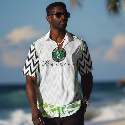 Nigeria National Football Custom Hawaiian Shirt Blokecore T90 Sporty Style