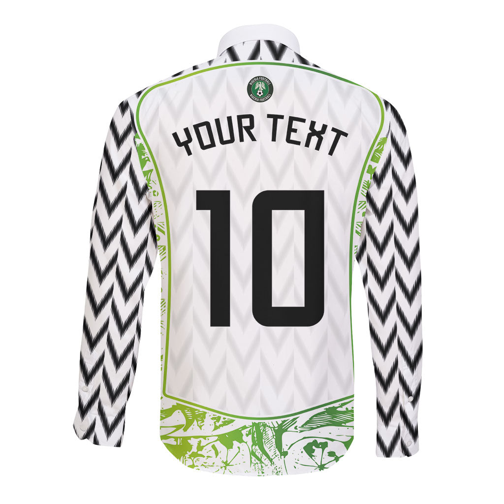 Nigeria National Football Custom Long Sleeve Button Shirt Blokecore T90 Sporty Style