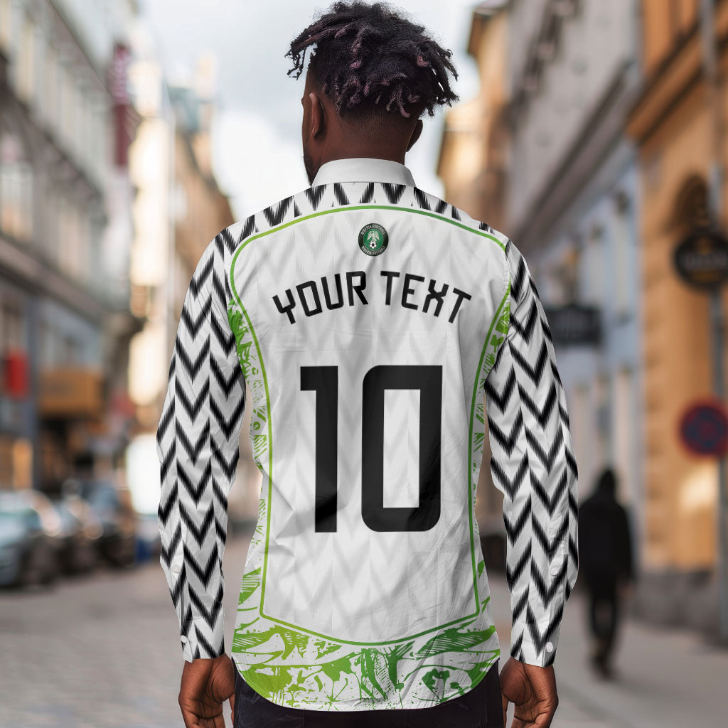 Nigeria National Football Custom Long Sleeve Button Shirt Blokecore T90 Sporty Style