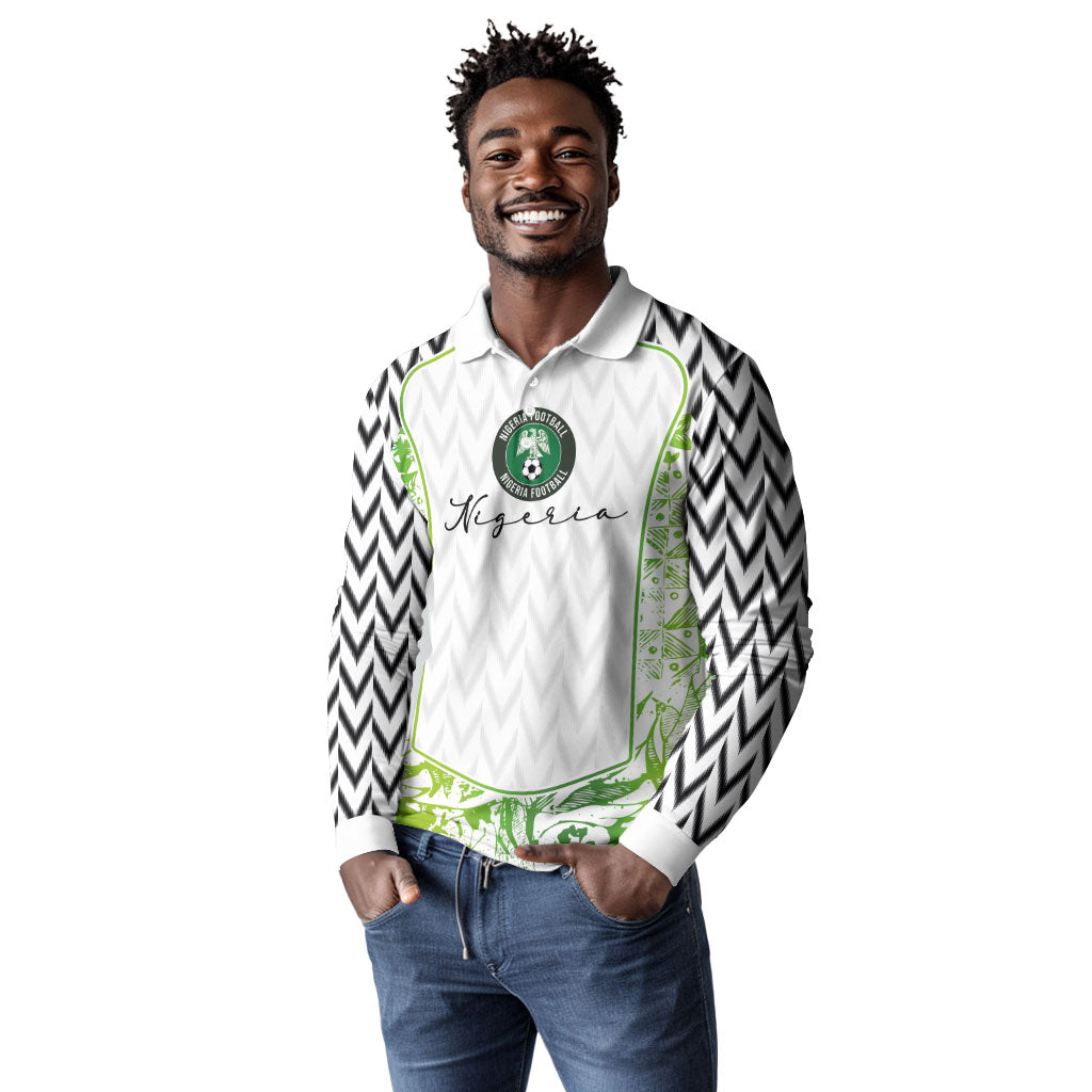 Nigeria National Football Custom Long Sleeve Polo Shirt Blokecore T90 Sporty Style
