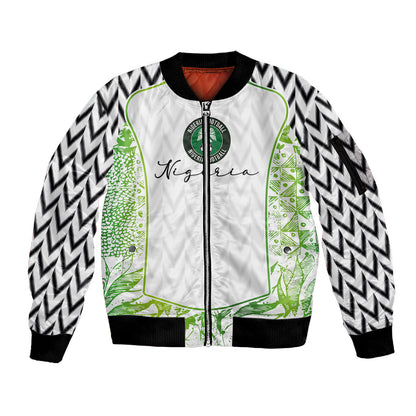Nigeria National Football Custom Sleeve Zip Bomber Jacket Blokecore T90 Sporty Style