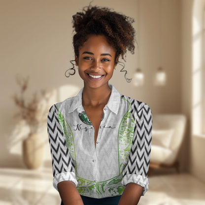 Nigeria National Football Custom Women Casual Shirt Blokecore T90 Sporty Style