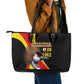 Uganda Independence Day with Crowned Cranes Leather Tote Bag