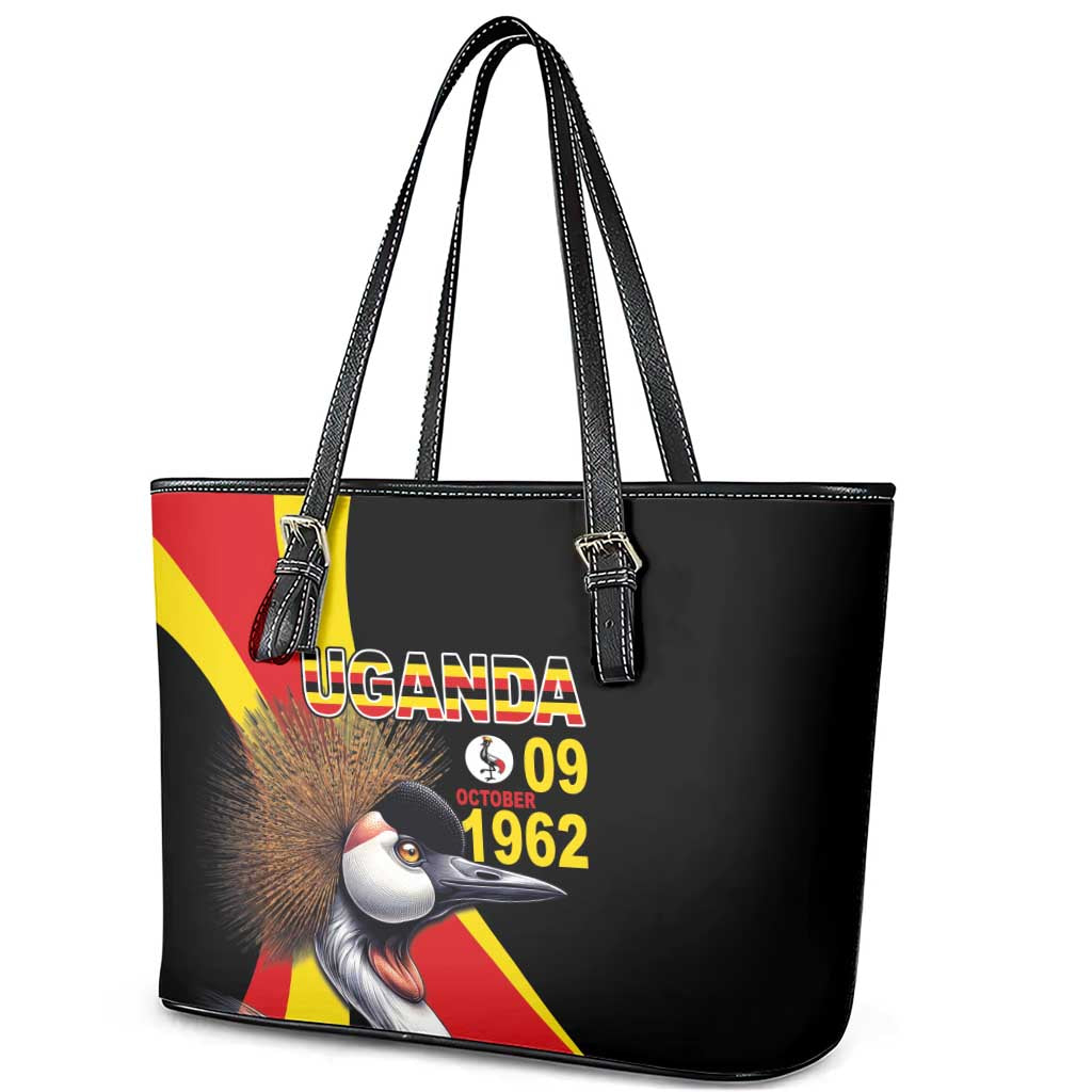 Uganda Independence Day with Crowned Cranes Leather Tote Bag