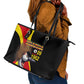 Uganda Independence Day with Crowned Cranes Leather Tote Bag