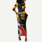 Uganda Independence Day with Crowned Cranes Long Sleeve Bodycon Dress LT03
