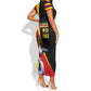 Uganda Independence Day with Crowned Cranes Short Sleeve Bodycon Dress LT03
