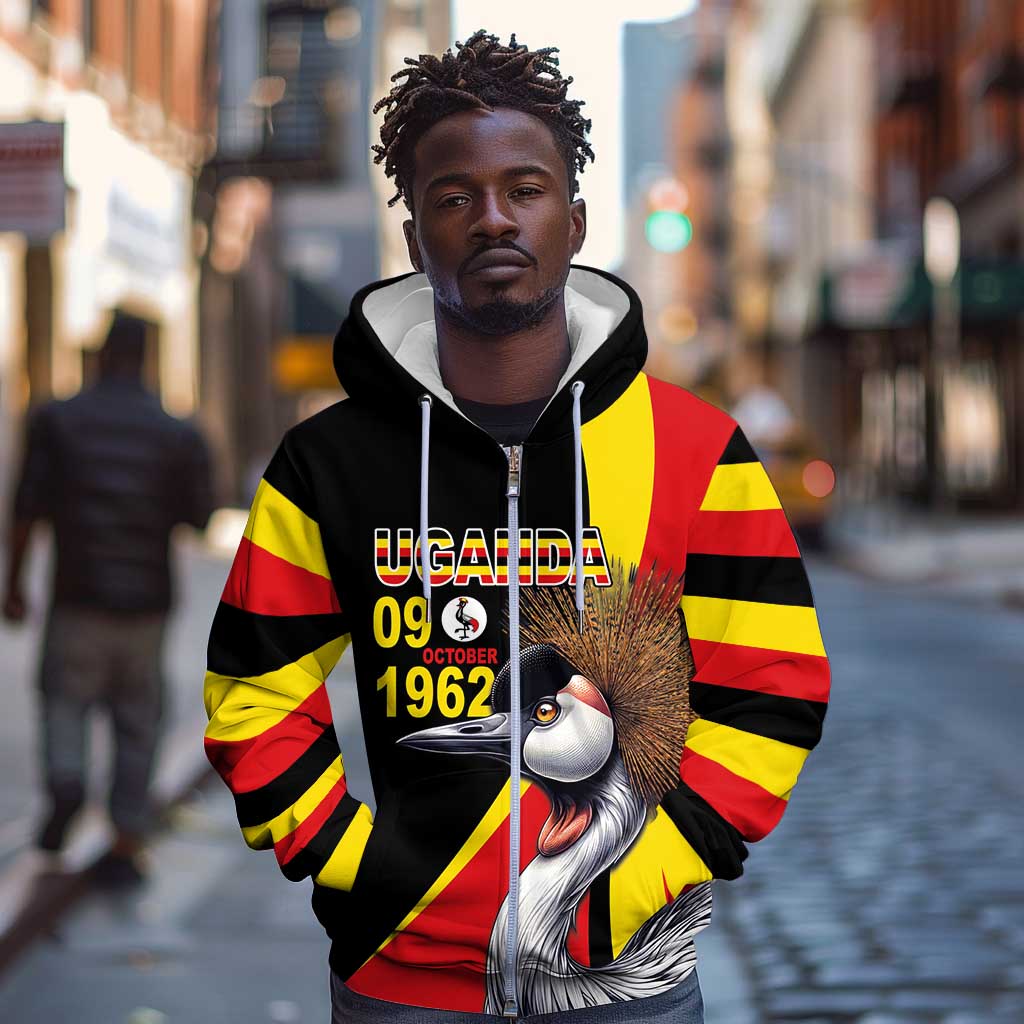 Uganda Independence Day with Crowned Cranes Zip Hoodie