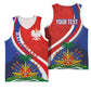 Personalized Haiti and Poland Cultural Fusion Basketball Jersey White Eagle and Haitian Independence Symbols