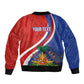 Personalized Haiti and Poland Cultural Fusion Bomber Jacket White Eagle and Haitian Independence Symbols
