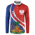 Personalized Haiti and Poland Cultural Fusion Button Sweatshirt White Eagle and Haitian Independence Symbols