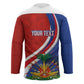 Personalized Haiti and Poland Cultural Fusion Hockey Jersey White Eagle and Haitian Independence Symbols