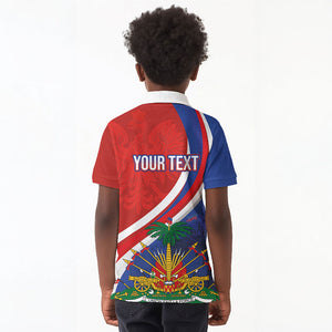Personalized Haiti and Poland Cultural Fusion Kid Polo Shirt White Eagle and Haitian Independence Symbols