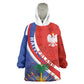 Personalized Haiti and Poland Cultural Fusion Kid Wearable Blanket Hoodie White Eagle and Haitian Independence Symbols