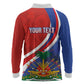 Personalized Haiti and Poland Cultural Fusion Long Sleeve Polo Shirt White Eagle and Haitian Independence Symbols
