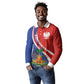 Personalized Haiti and Poland Cultural Fusion Long Sleeve Polo Shirt White Eagle and Haitian Independence Symbols