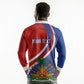 Personalized Haiti and Poland Cultural Fusion Long Sleeve Polo Shirt White Eagle and Haitian Independence Symbols