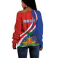 Personalized Haiti and Poland Cultural Fusion Off Shoulder Sweater White Eagle and Haitian Independence Symbols