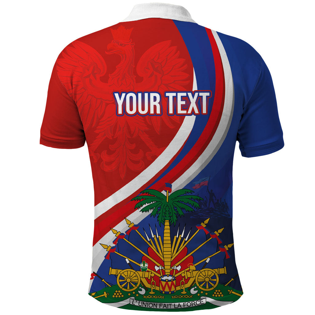 Personalized Haiti and Poland Cultural Fusion Polo Shirt White Eagle and Haitian Independence Symbols