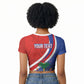 Personalized Haiti and Poland Cultural Fusion Raglan Cropped T shirt White Eagle and Haitian Independence Symbols