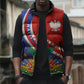 Personalized Haiti and Poland Cultural Fusion Sleeveless Puffer Jacket White Eagle and Haitian Independence Symbols