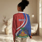 Personalized Haiti and Poland Cultural Fusion Women Casual Shirt White Eagle and Haitian Independence Symbols