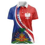 Personalized Haiti and Poland Cultural Fusion Women Polo Shirt White Eagle and Haitian Independence Symbols