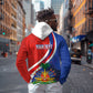 Personalized Haiti and Poland Cultural Fusion Zip Hoodie White Eagle and Haitian Independence Symbols