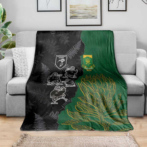 Aotearoa South Africa Rugby Freedom Cup Blanket Kiwi Warriors Haka with King Protea Symbol - African Pride