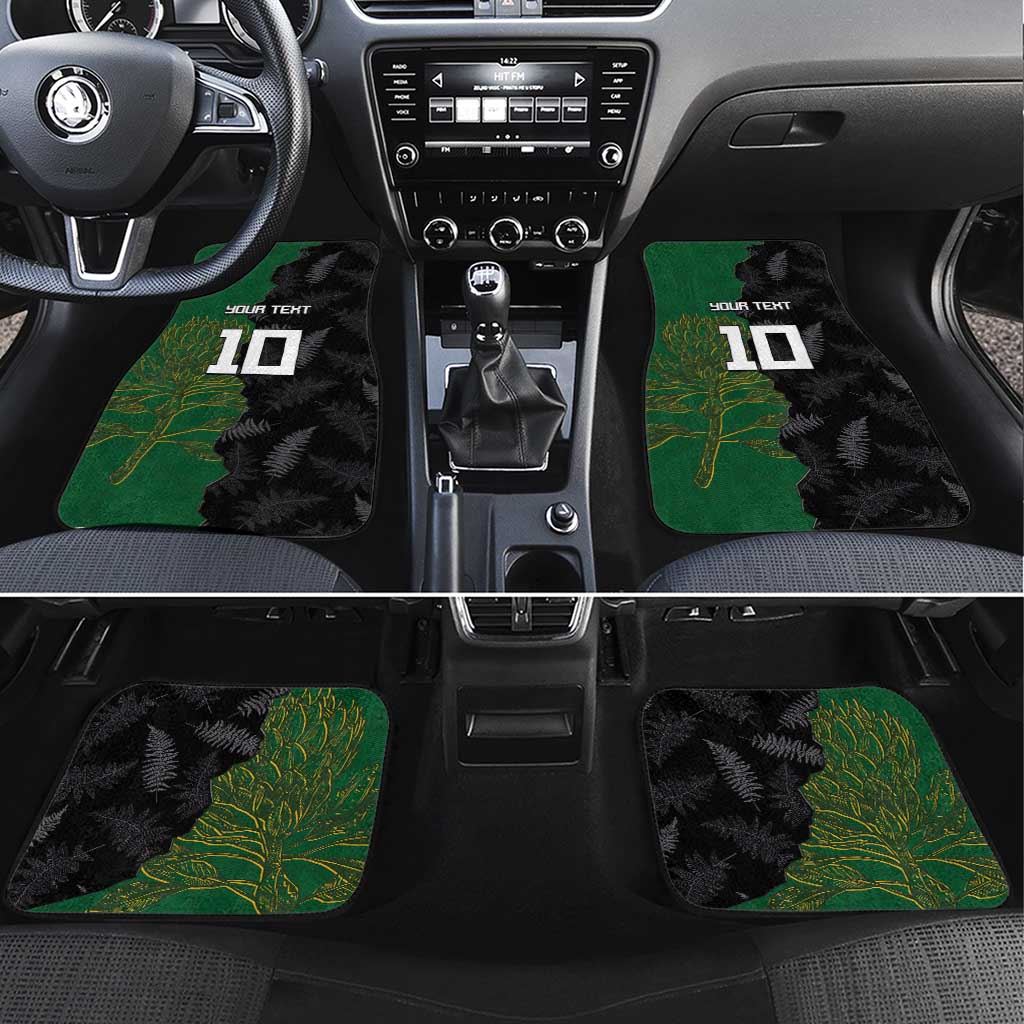 Aotearoa South Africa Rugby Freedom Cup Car Mats Kiwi Warriors Haka with King Protea Symbol - African Pride