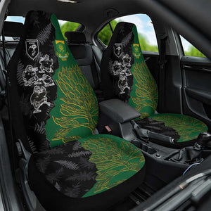Aotearoa South Africa Rugby Freedom Cup Car Seat Cover Kiwi Warriors Haka with King Protea Symbol - African Pride