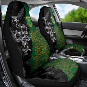 Aotearoa South Africa Rugby Freedom Cup Car Seat Cover Kiwi Warriors Haka with King Protea Symbol - African Pride