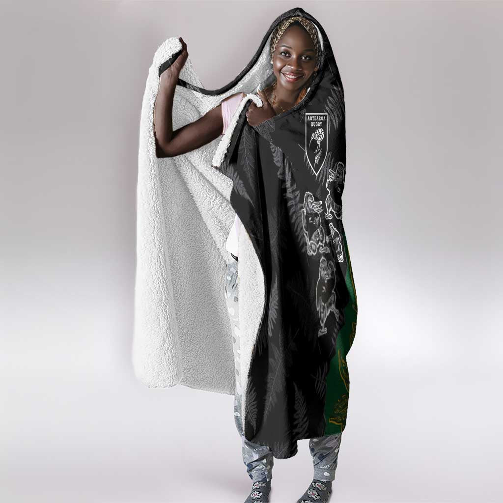 Aotearoa South Africa Rugby Freedom Cup Hooded Blanket Kiwi Warriors Haka with King Protea Symbol - African Pride
