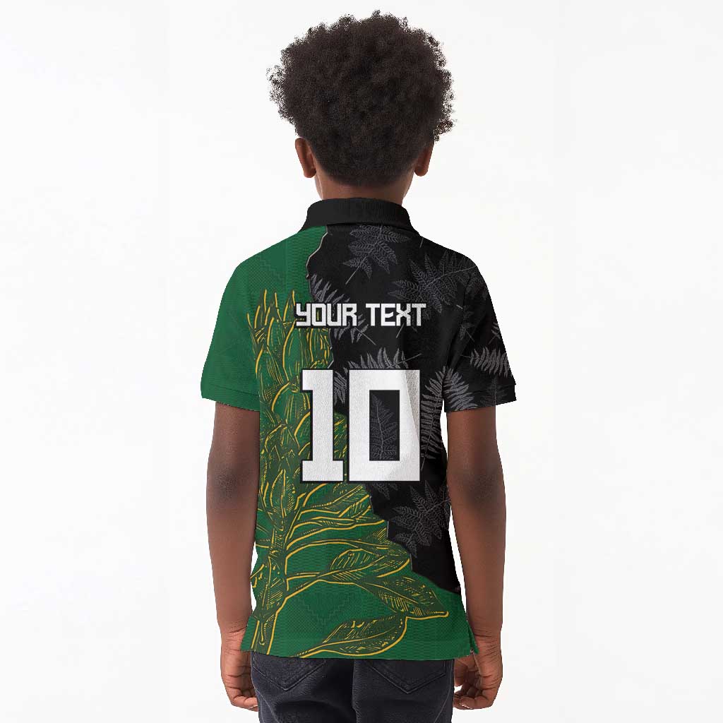 Custom Aotearoa South Africa Rugby Freedom Cup Kid Polo Shirt Kiwi Warriors Haka with King Protea Symbol - African Pride