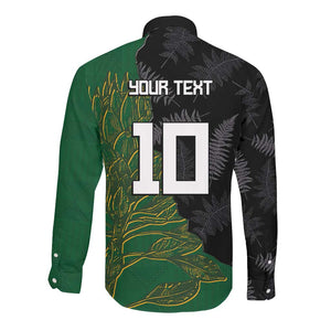 Custom Aotearoa South Africa Rugby Freedom Cup Long Sleeve Button Shirt Kiwi Warriors Haka with King Protea Symbol - African Pride