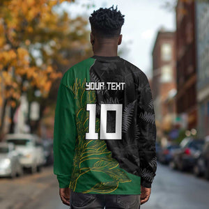 Custom Aotearoa South Africa Rugby Freedom Cup Long Sleeve Shirt Kiwi Warriors Haka with King Protea Symbol - African Pride