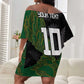 Custom Aotearoa South Africa Rugby Freedom Cup Off Shoulder Short Dress Kiwi Warriors Haka with King Protea Symbol - African Pride