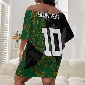 Custom Aotearoa South Africa Rugby Freedom Cup Off Shoulder Short Dress Kiwi Warriors Haka with King Protea Symbol - African Pride