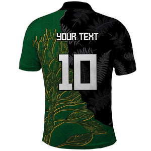 Custom Aotearoa South Africa Rugby Freedom Cup Polo Shirt Kiwi Warriors Haka with King Protea Symbol - African Pride