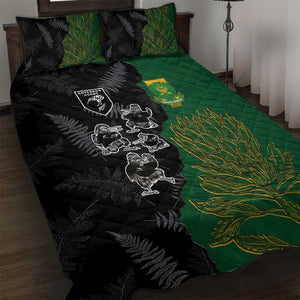 Aotearoa South Africa Rugby Freedom Cup Quilt Bed Set Kiwi Warriors Haka with King Protea Symbol - African Pride