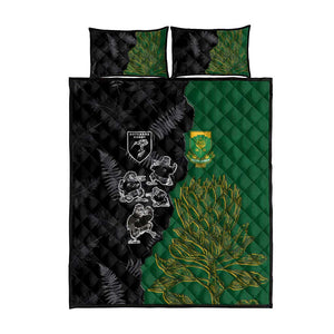 Aotearoa South Africa Rugby Freedom Cup Quilt Bed Set Kiwi Warriors Haka with King Protea Symbol - African Pride