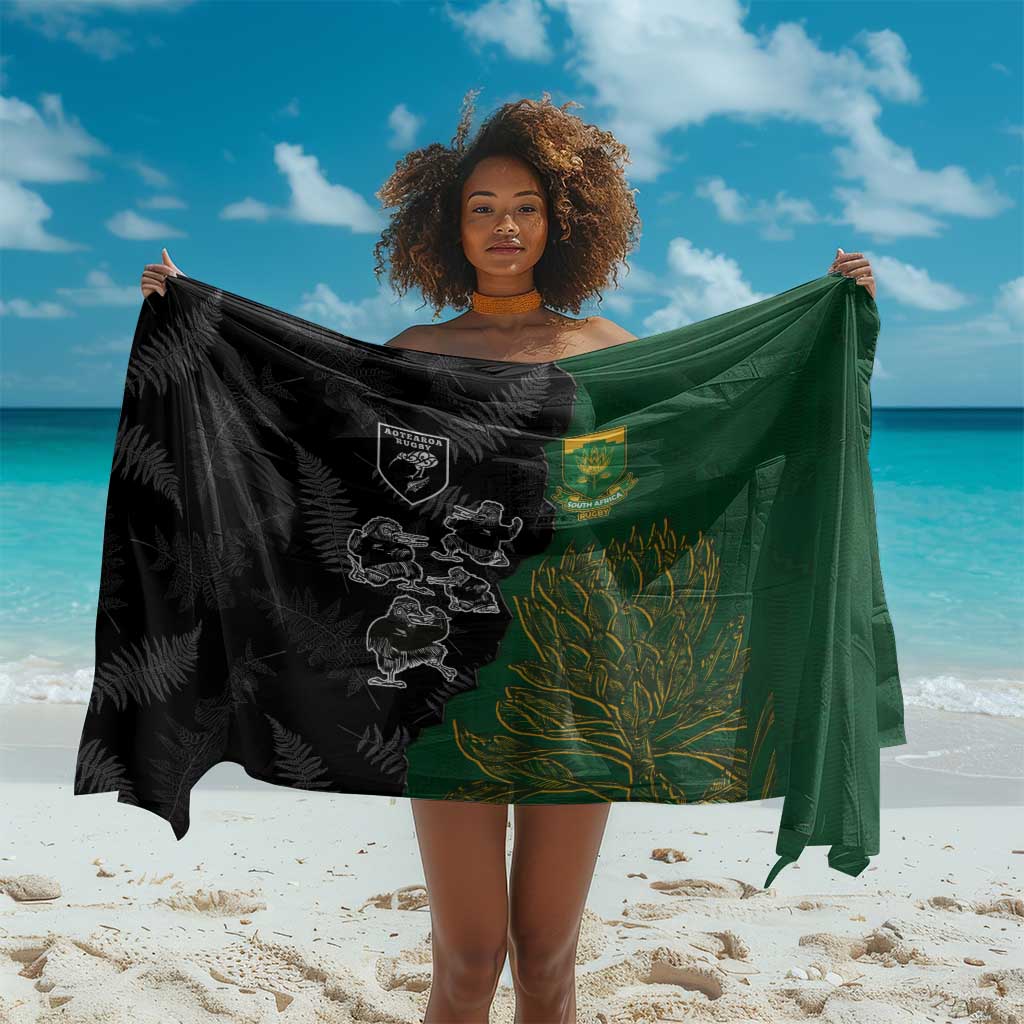Aotearoa South Africa Rugby Freedom Cup Sarong Kiwi Warriors Haka with King Protea Symbol - African Pride