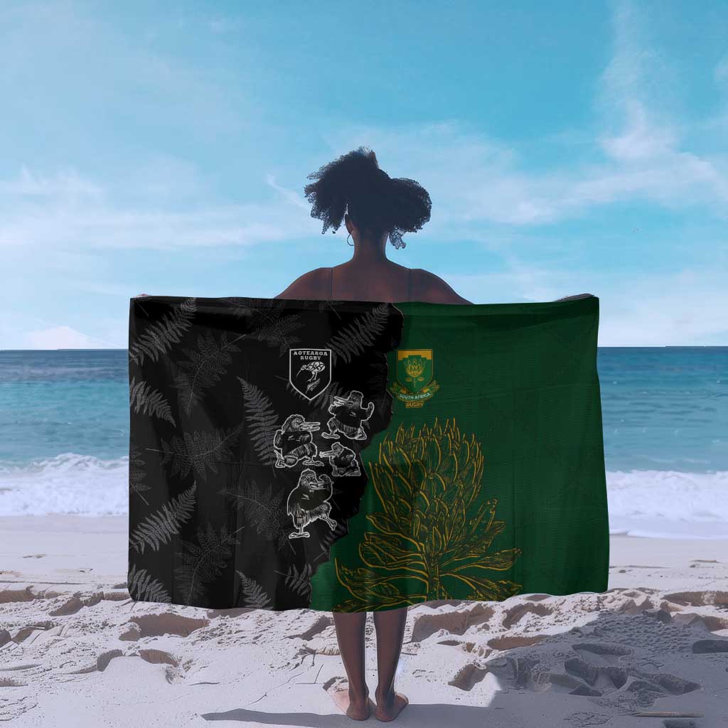 Aotearoa South Africa Rugby Freedom Cup Sarong Kiwi Warriors Haka with King Protea Symbol - African Pride