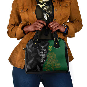 Aotearoa South Africa Rugby Freedom Cup Shoulder Handbag Kiwi Warriors Haka with King Protea Symbol - African Pride