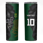 Custom Aotearoa South Africa Rugby Freedom Cup Skinny Tumbler Kiwi Warriors Haka with King Protea Symbol - African Pride