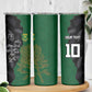 Custom Aotearoa South Africa Rugby Freedom Cup Skinny Tumbler Kiwi Warriors Haka with King Protea Symbol - African Pride