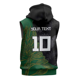 Custom Aotearoa South Africa Rugby Freedom Cup Sleeveless Zip Hoodie Kiwi Warriors Haka with King Protea Symbol - African Pride