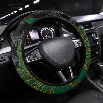 Aotearoa South Africa Rugby Freedom Cup Steering Wheel Cover Kiwi Warriors Haka with King Protea Symbol - African Pride