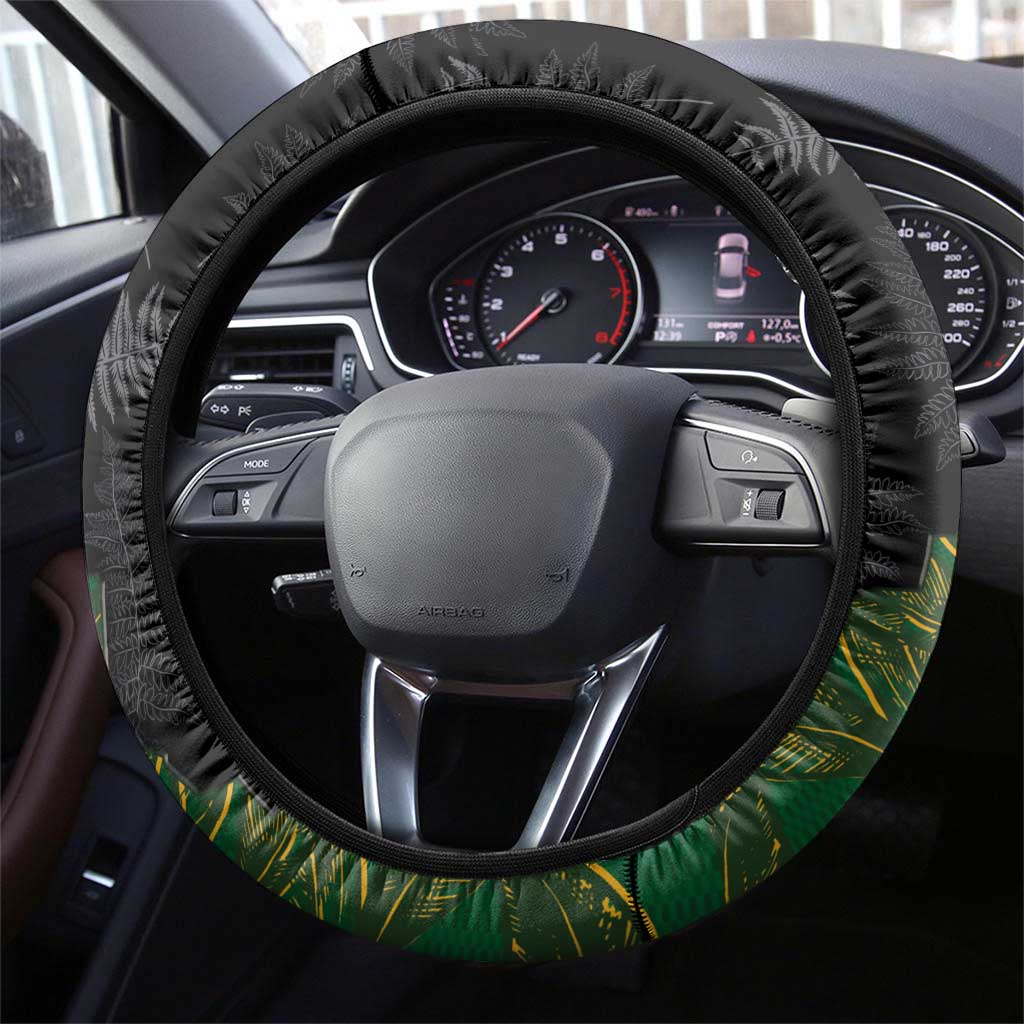 Aotearoa South Africa Rugby Freedom Cup Steering Wheel Cover Kiwi Warriors Haka with King Protea Symbol - African Pride