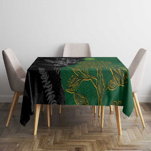 Aotearoa South Africa Rugby Freedom Cup Tablecloth Kiwi Warriors Haka with King Protea Symbol - African Pride